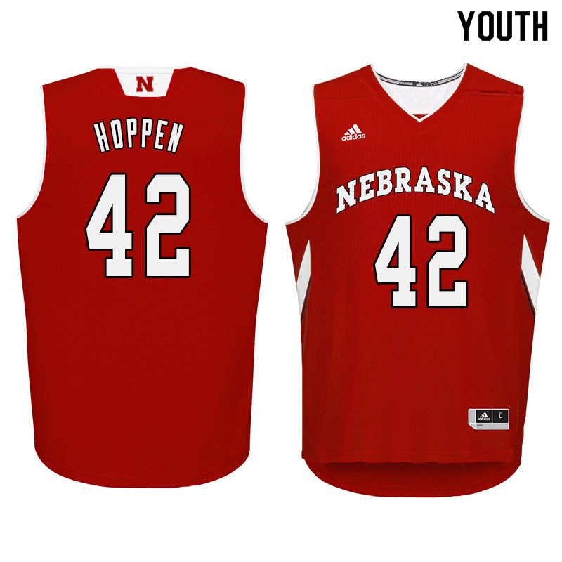 Youth Nebraska Cornhuskers #42 Dave Hoppen College Basketball Jersyes Sale-Red